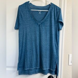 Curfew Teal V-Neck Short Sleeve Tee